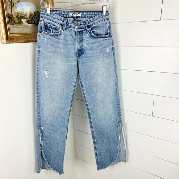 Grlfrnd Maran Wide Leg Jeans in Archaic Tulip Raw Hem Size 25 - Picture 4 of 13